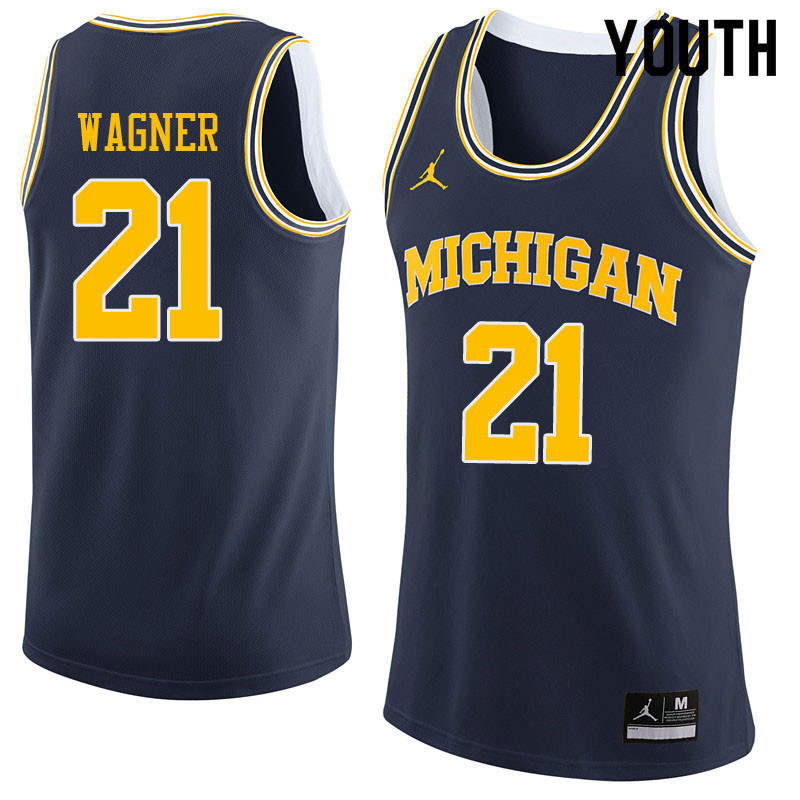 Youth #21 Franz Wagner Michigan Wolverines College Basketball Jerseys Sale-Navy